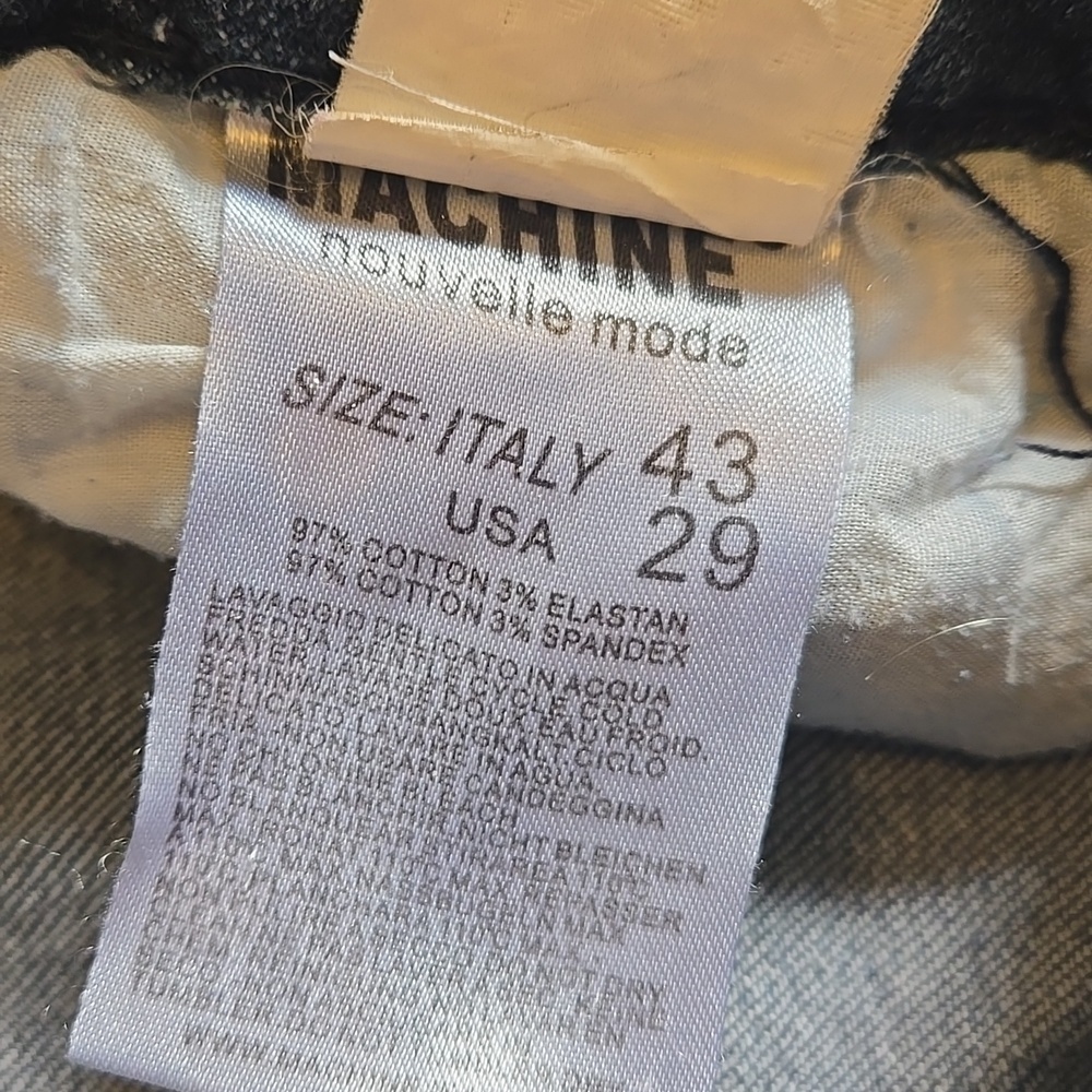 Machine Denim Disressed Acid Washed Ultra Low Rise Jeans - Picture 6 of 7